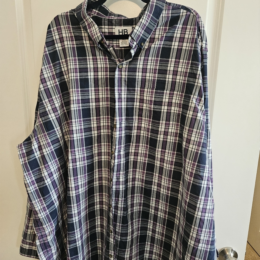 Harbor Bay Blue and Purple Casual Button Down Shirt